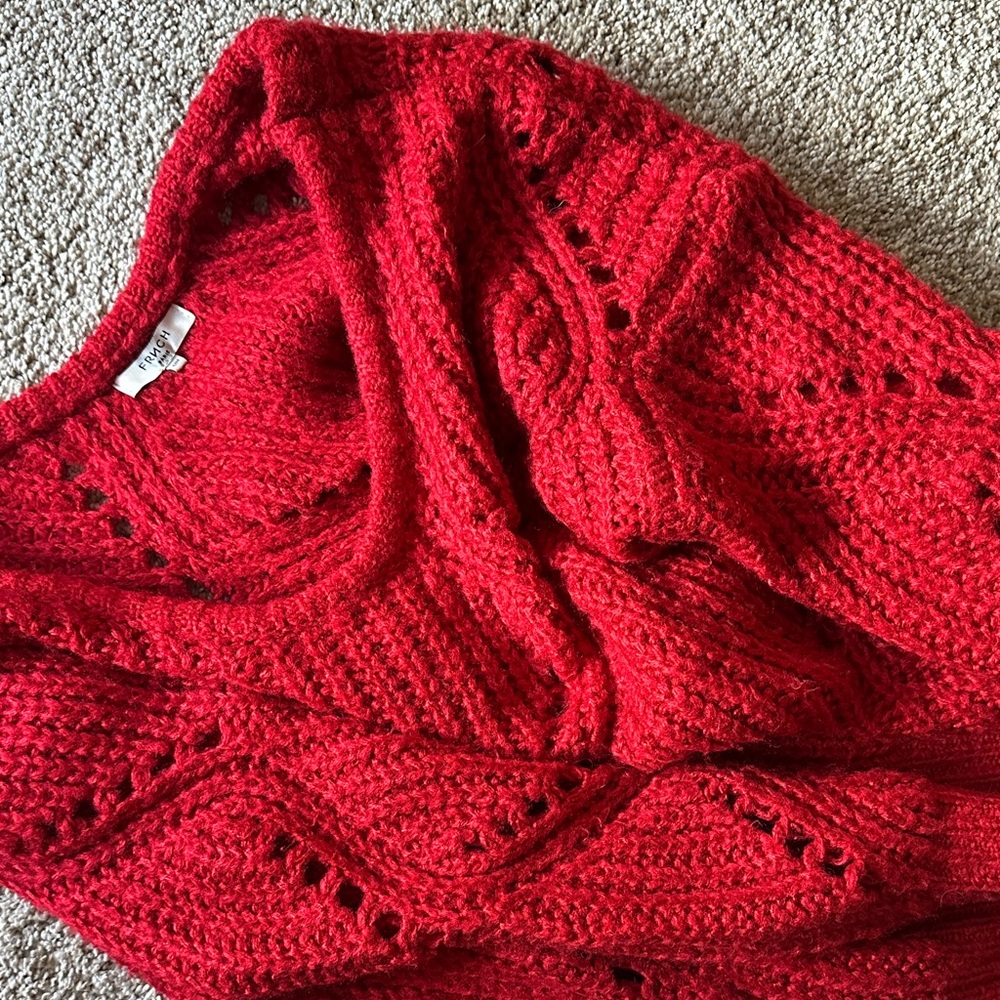FRNCH Deep Crew neck Red Knit Sweater